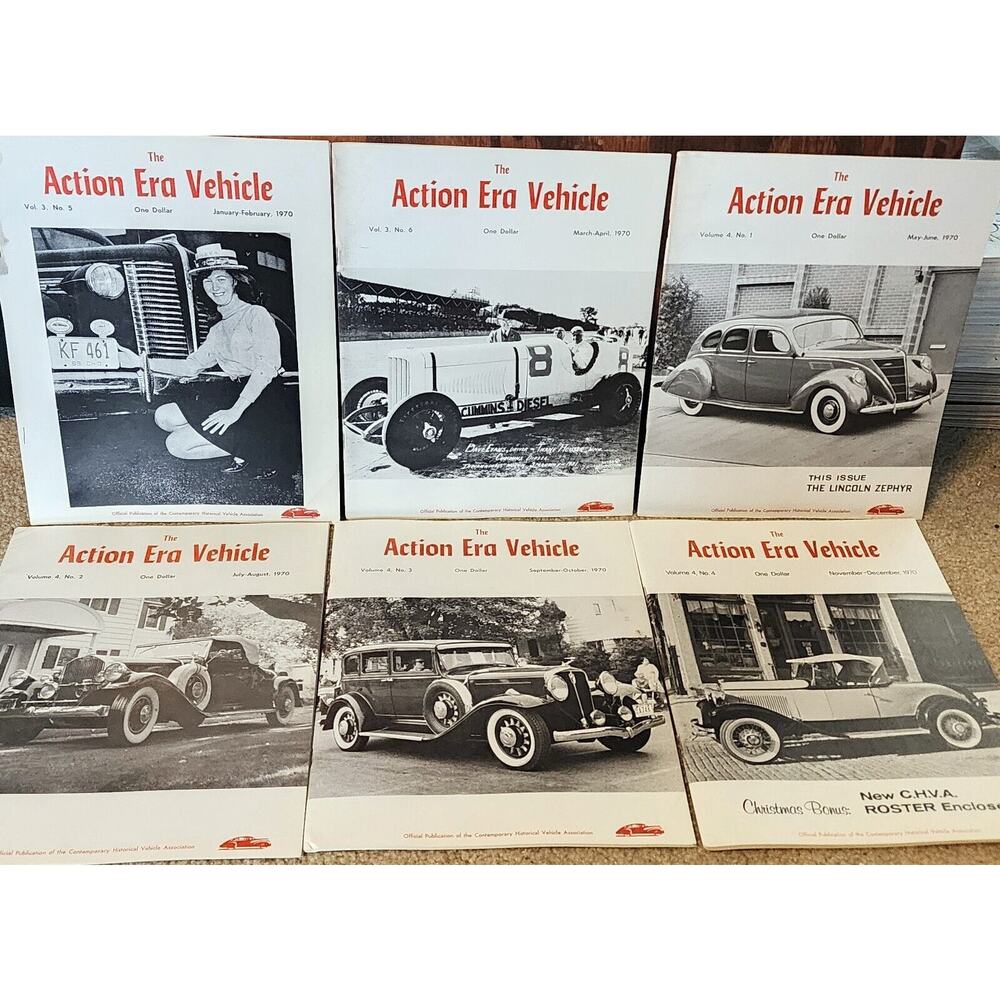 1970 The Action Era Vehicle Magazine Historical Vehicle Assoc Full Year 6 Issues